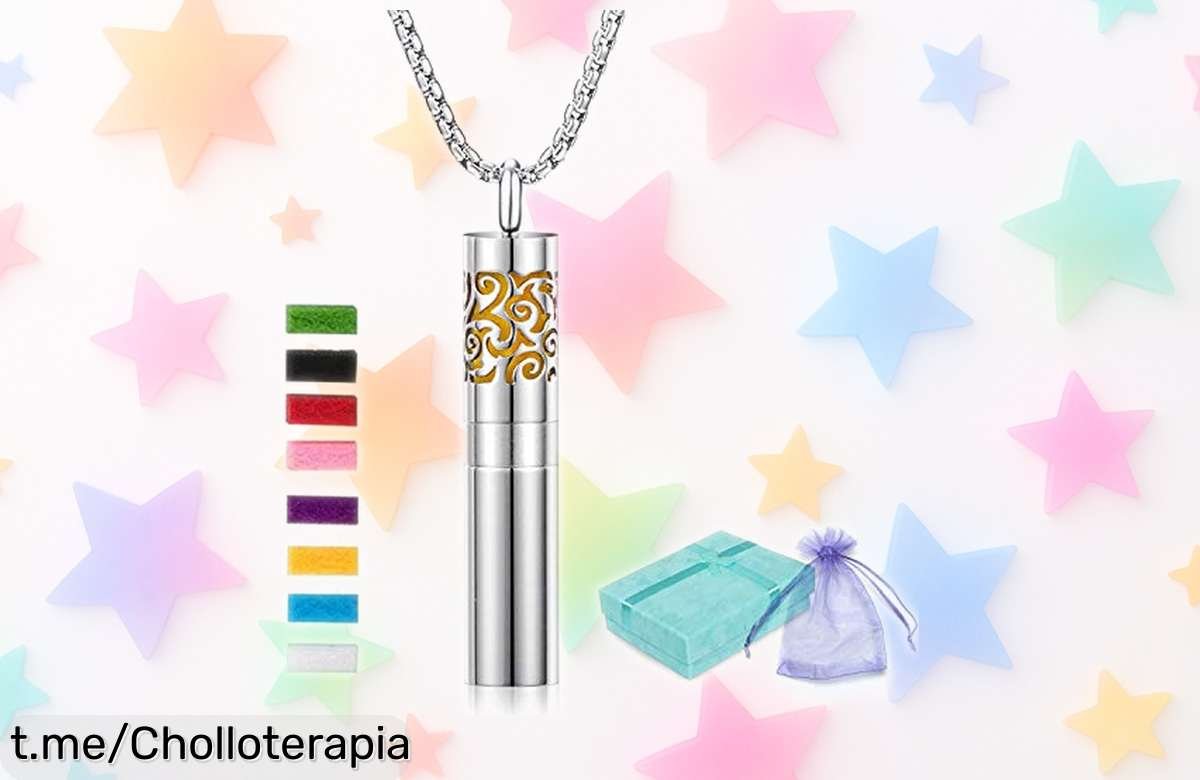 Collar difusor de aceites esenciales LURICO en acero inoxidable, tu aroma favorito siempre a mano a un precio increíble que no querrás dejar escapar. ¡Consíguelo y siente la diferencia!