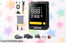 Compresor de aire portátil AstroAI: inflado rápido que se para solo y ahora a precio de risa, no te quedes tirado nunca más, aprovecha esta oferta antes de que desaparezca.