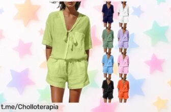 Conjunto básico de camiseta y pantalón corto en algodón y lino, ¡rebajado a precio de risa! Lucirás increíble sin vaciar tu bolsillo. ¡No te lo pierdas, aprovecha ya esta súper oferta!