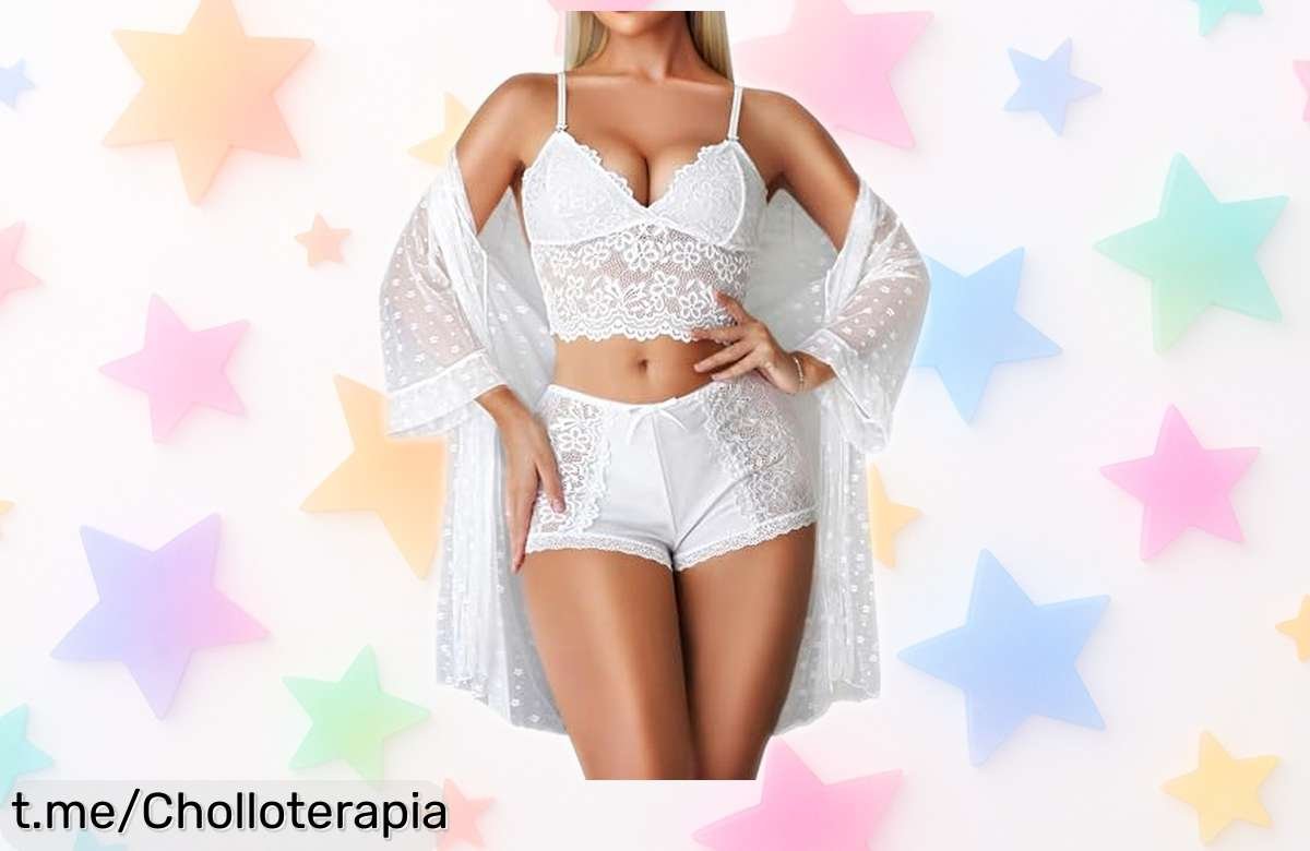 Conjunto de lencería sexy RSLOVE en 3 piezas con encaje, un ofertón que no encontrarás a menudo para sorprender y derrochar sensualidad sin esfuerzo. ¡Hazte con él ya!