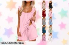 Conjunto de pijama mujer HAOLEI, ligero y fresco; ¡aprovecha el precio de risa y siente la comodidad en casa como nunca antes!