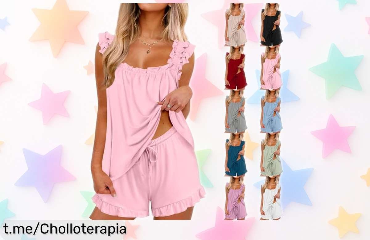 Conjunto de pijama mujer HAOLEI, ligero y fresco; ¡aprovecha el precio de risa y siente la comodidad en casa como nunca antes!