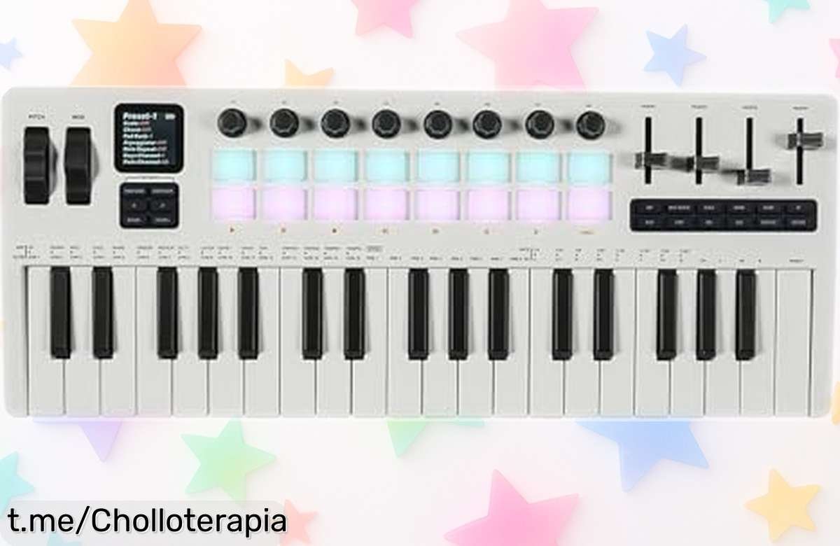 Controlador MIDI Btuty 37 teclas con pads RGB, ¡un chollazo para crear música donde quieras! Aprovecha esta oferta y deja que tu creatividad brille sin límites.