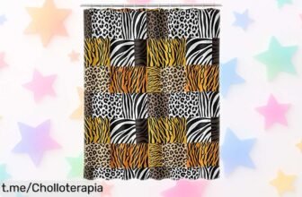 Cortina de baño animal print LOLAhome con diseño único que transforma tu espacio a un precio loco, ¡aprovéchala antes de que se agote!
