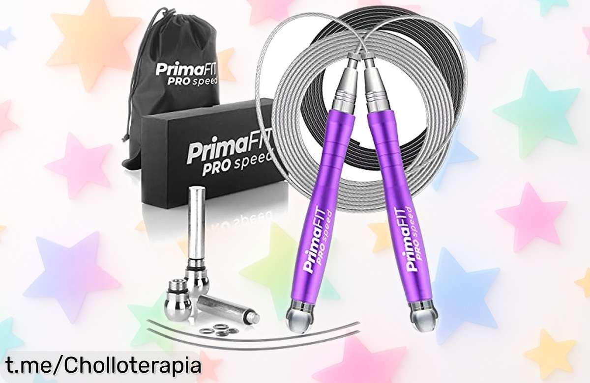 Cuerda para saltar PrimaFIT Pro Speed: prepárate para entrenar como un pro con este chollazo de rodamientos rápidos y lastres, ¡no esperes más y ponle ritmo a tu vida ya!