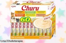 Deliciosos snacks INABA Churu Box para gatos, ¡60 sticks cremosos que cuidan a tu peludo amigo por un precio regalado! ¡No dejes pasar esta oportunidad y mímalo ya!