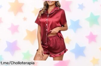 Descubre el elegante pijama de satén de mujer 2 piezas con botones y cintura ajustable, ¡rebajado a un precio loco que te hará sentir espectacular en casa!