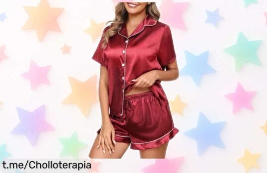 Descubre el elegante pijama de satén de mujer 2 piezas con botones y cintura ajustable, ¡rebajado a un precio loco que te hará sentir espectacular en casa!