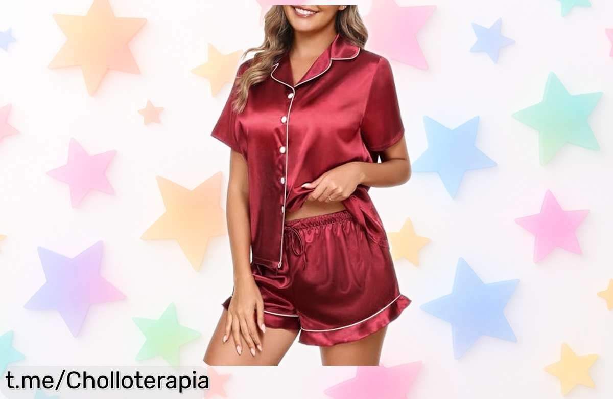 Descubre el elegante pijama de satén de mujer 2 piezas con botones y cintura ajustable, ¡rebajado a un precio loco que te hará sentir espectacular en casa!