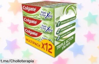 Descubre el pack de 12 pastas Colgate Triple Action Xtra Fresh: tu sonrisa blanca y fresca todo el día a un precio rebajado, ¡no te lo pierdas y cuida tus dientes ya!