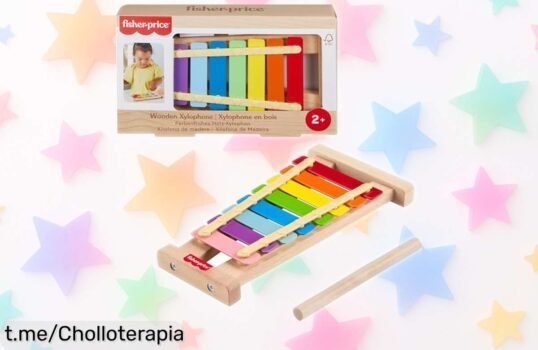 Descubre el xilófono de madera FisherPrice, ¡rebajado una barbaridad! Ideal para que los peques aprendan música y se diviertan mientras desarrollan su motricidad fina. ¡No se lo pierdas!