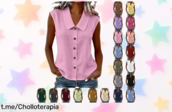 Descubre la blusa sin mangas estilo Peter Pan, ligera y fresca: aplica el cupón y renueva tu armario con un precio de escándalo que te va a enamorar. ¡No esperes más!