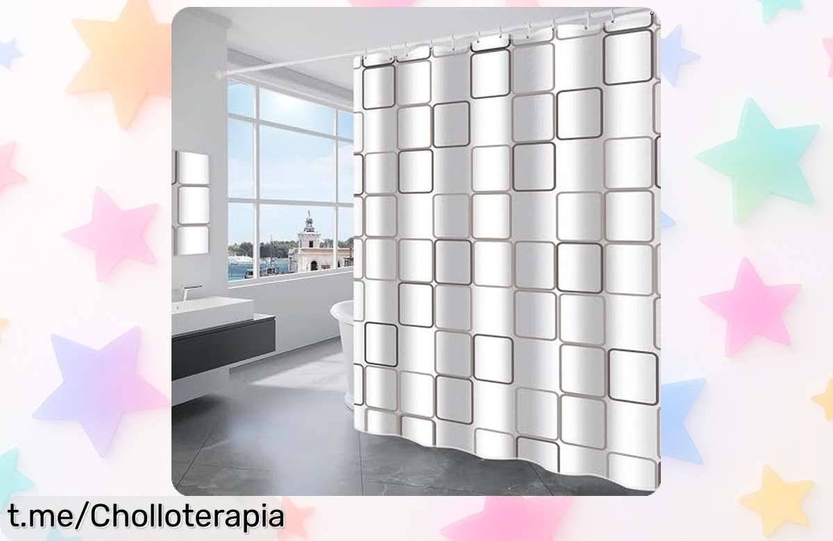 Descubre la cortina de ducha GRICOL que repele el agua y viene con ganchos ultra resistentes, ¡un ofertón que hará brillar tu baño! No te lo pierdas.