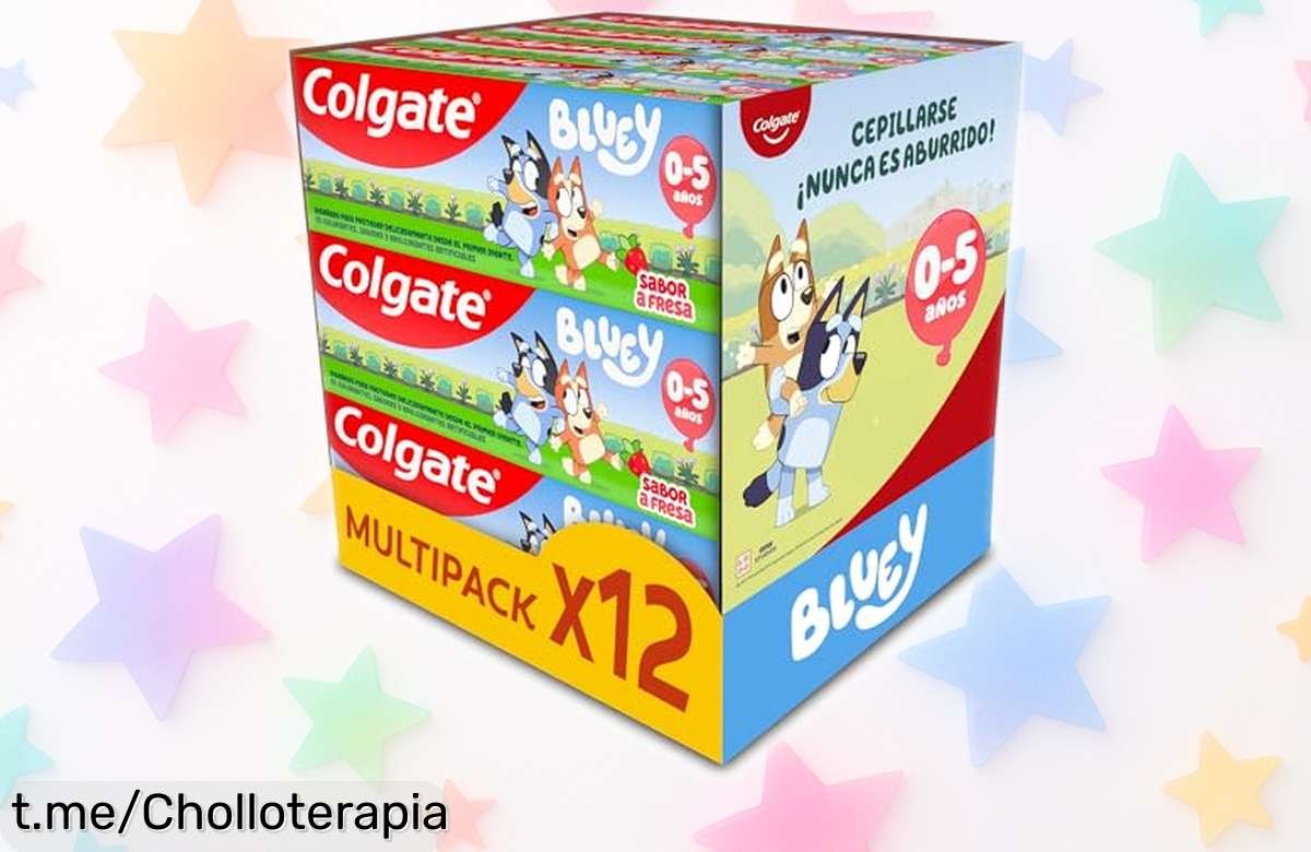 Descubre la divertida pasta de dientes infantil Colgate Kids Bluey en pack de 12 tubos, un ofertón delicioso para que cuides sonrisas mientras juegan a cepillarse. ¡No te quedes sin el tuyo!