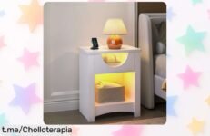 Descubre la mesita de noche Bestier con luz LED y puerto USB, un diseño modernísimo a precio de ganga que no querrás dejar escapar.