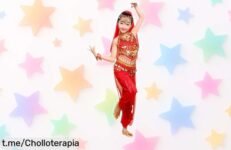 Disfraz de danza del vientre para niña en 2 piezas con lentejuelas y bombachos, ¡aprovecha el cupón y llévatelo a precio de risa antes que se agote!