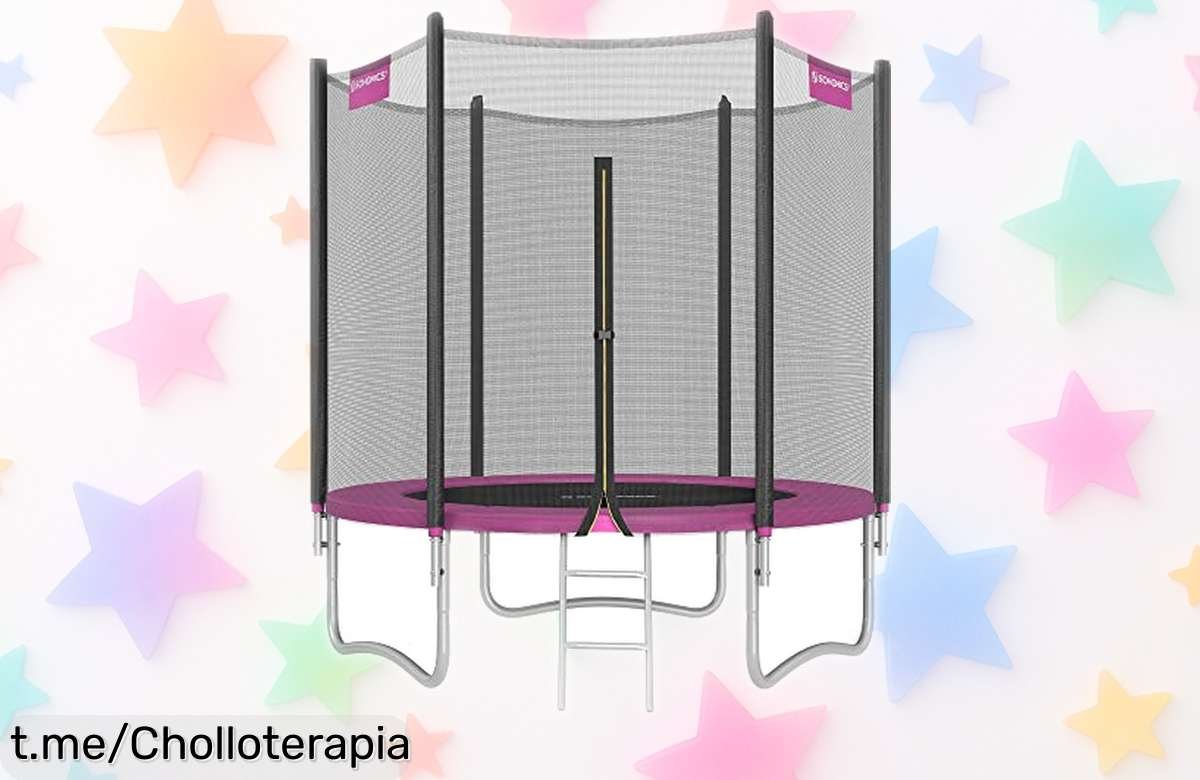 Divertida cama elástica SONGMICS para niños, con red y escalera; un chollo increíble que hará que tus pequeños salten de alegría. ¡No te lo pierdas!