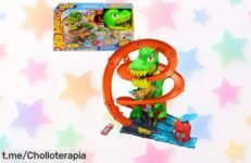 Divertido conjunto Hot Wheels TRex Batalla en llamas con camión de bomberos metálico a un precio loco que desata la emoción y mejora tu puntería ¡No te lo pierdas!