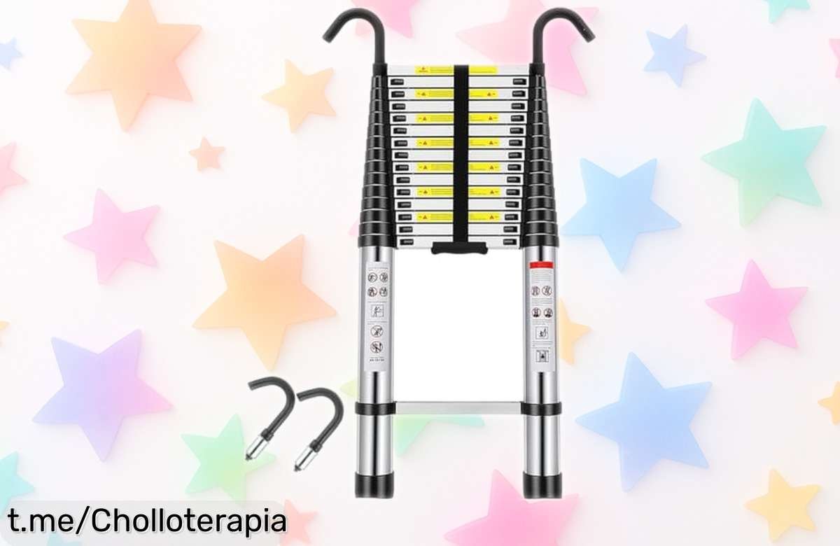 Escalera telescópica ligera de aluminio de 6,2 m con ganchos desmontables a un precio loco: aprovecha este chollo de alta resistencia que hará tus tareas más fáciles ¡No te lo pierdas!