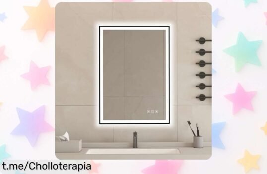 Espejo de baño Furduzz con luz LED en 3 tonos, ¡súper resistente y antifog! No te pierdas este ofertón imbatible que hará brillar tu rutina diaria. ¡Aprovecha ahora antes de que se acabe!