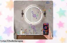 Espejo de baño Ratsamee con Bluetooth y luz LED regulable, ¡un super chollo que traerá ritmo a tus mañanas mientras te miras sin empañarte! ¡No te lo pierdas!