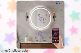 Espejo de baño Ratsamee con Bluetooth y luz LED regulable, ¡un super chollo que traerá ritmo a tus mañanas mientras te miras sin empañarte! ¡No te lo pierdas!