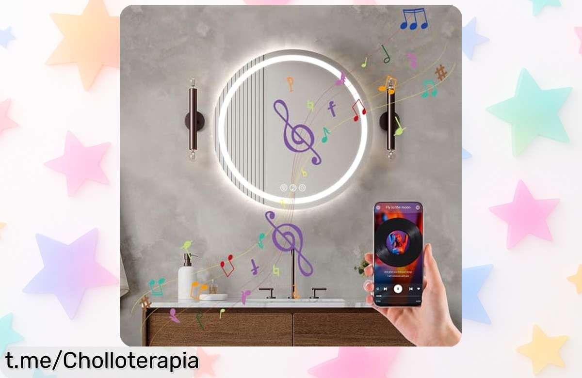 Espejo de baño Ratsamee con Bluetooth y luz LED regulable, ¡un super chollo que traerá ritmo a tus mañanas mientras te miras sin empañarte! ¡No te lo pierdas!
