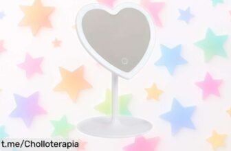 Espejo de maquillaje Flamingueo con luz LED y base en forma de corazón a un precio increíble, ¡no te lo puedes perder y realza tu belleza ya!