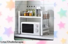Estantería extensible BELIFEGLORY para microondas, aprovecha cada rincón de tu cocina con este ofertón impresionante que no puedes dejar pasar, crea un espacio organizado y funcional ya mismo.