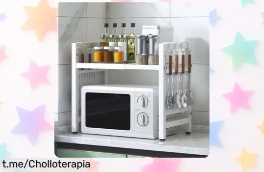 Estantería extensible BELIFEGLORY para microondas, aprovecha cada rincón de tu cocina con este ofertón impresionante que no puedes dejar pasar, crea un espacio organizado y funcional ya mismo.