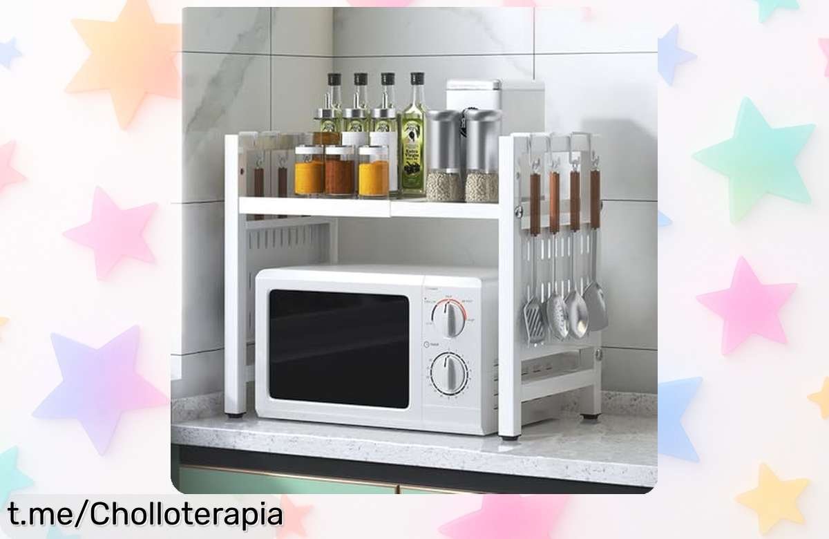 Estantería extensible BELIFEGLORY para microondas, aprovecha cada rincón de tu cocina con este ofertón impresionante que no puedes dejar pasar, crea un espacio organizado y funcional ya mismo.