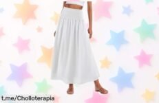 Falda larga de mujer con cintura alta y bolsillos: sorpréndete con este básico bohemio a precio de risa, ¡no pierdas la oportunidad de lucir espectacular hoy mismo!