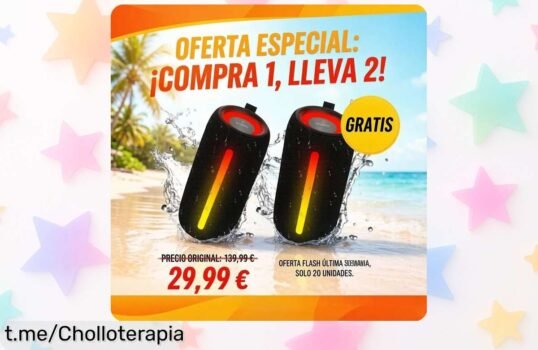 Fiesta asegurada con 2 altavoces Bluetooth RGB de 24W, ¡sonido potente y hasta 30h de batería! ¡Llévatelos ahora a un precio loco que no se repetirá!
