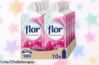 Flor suavizante concentrado pack de 10, aroma Mediterráneo que dura como nunca; aprovecha este ofertón y da a tu ropa el cariño que se merece antes de que desaparezca.