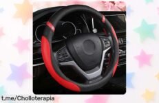 Funda de cuero para volante que mejora el agarre y evita quemaduras, ¡un ofertón a precio tirado! Dale un toque moderno a tu coche y disfruta al volante como nunca.