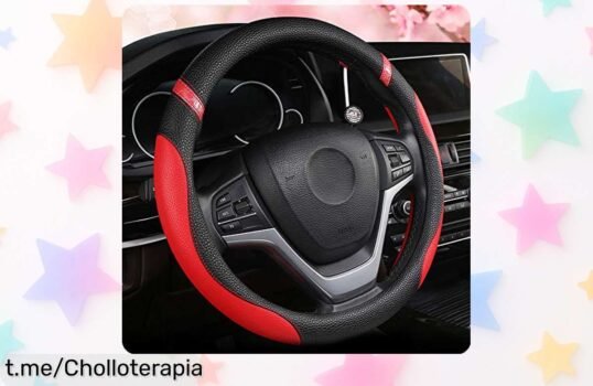 Funda de cuero para volante que mejora el agarre y evita quemaduras, ¡un ofertón a precio tirado! Dale un toque moderno a tu coche y disfruta al volante como nunca.