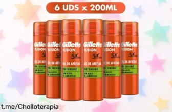 Gel de afeitar para pieles sensibles Gillette Fusion con aceite de almendras, ¡ofertón espectacular que cuida tu piel a un precio loco! Aprovecha y dale a tu afeitado el cariño que merece.