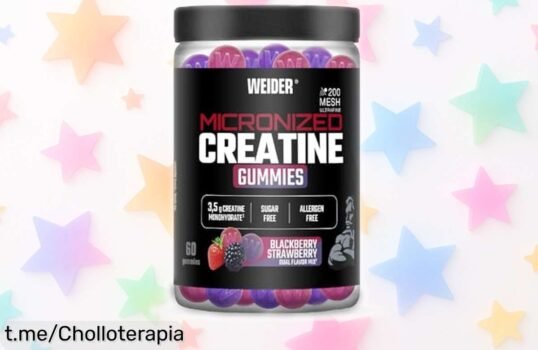 Gominolas de creatina Weider Micronized en sabor DUO fresamora: entrenamiento al máximo y recuperación increíble a un precio que no vas a creer. ¡No lo dejes escapar!
