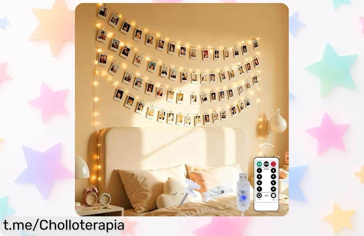 Guirnalda de luces LED con 60 clips para fotos: un ofertón que transforma tu espacio al instante, ¡no te lo pierdas! Dale vida a tus momentos ahora mismo.