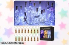 Guirnalda de luces mágicas JRing: haz brillar tus botellas con este ofertón a precio de risa y convierte cualquier espacio en un lugar romántico ¡Luz donde quieras al instante!