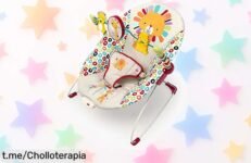 Hamaca portátil para bebés Bright Starts Playful Pinwheels, un chollo increíble con vibración calmante y juguetes que deben volar antes de que se agoten. ¡No lo dejes pasar!