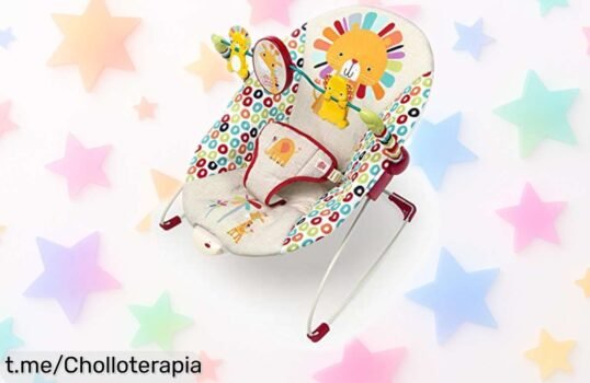 Hamaca portátil para bebés Bright Starts Playful Pinwheels, un chollo increíble con vibración calmante y juguetes que deben volar antes de que se agoten. ¡No lo dejes pasar!