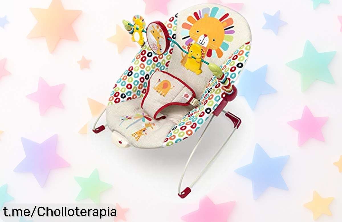 Hamaca portátil para bebés Bright Starts Playful Pinwheels, un chollo increíble con vibración calmante y juguetes que deben volar antes de que se agoten. ¡No lo dejes pasar!