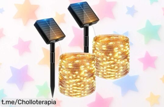 Ilumina tu jardín con las luces solares Peasur: 12+2 metros de magia brillante que transforman cualquier rincón. ¡Es un chollazo y se agotan rápido!