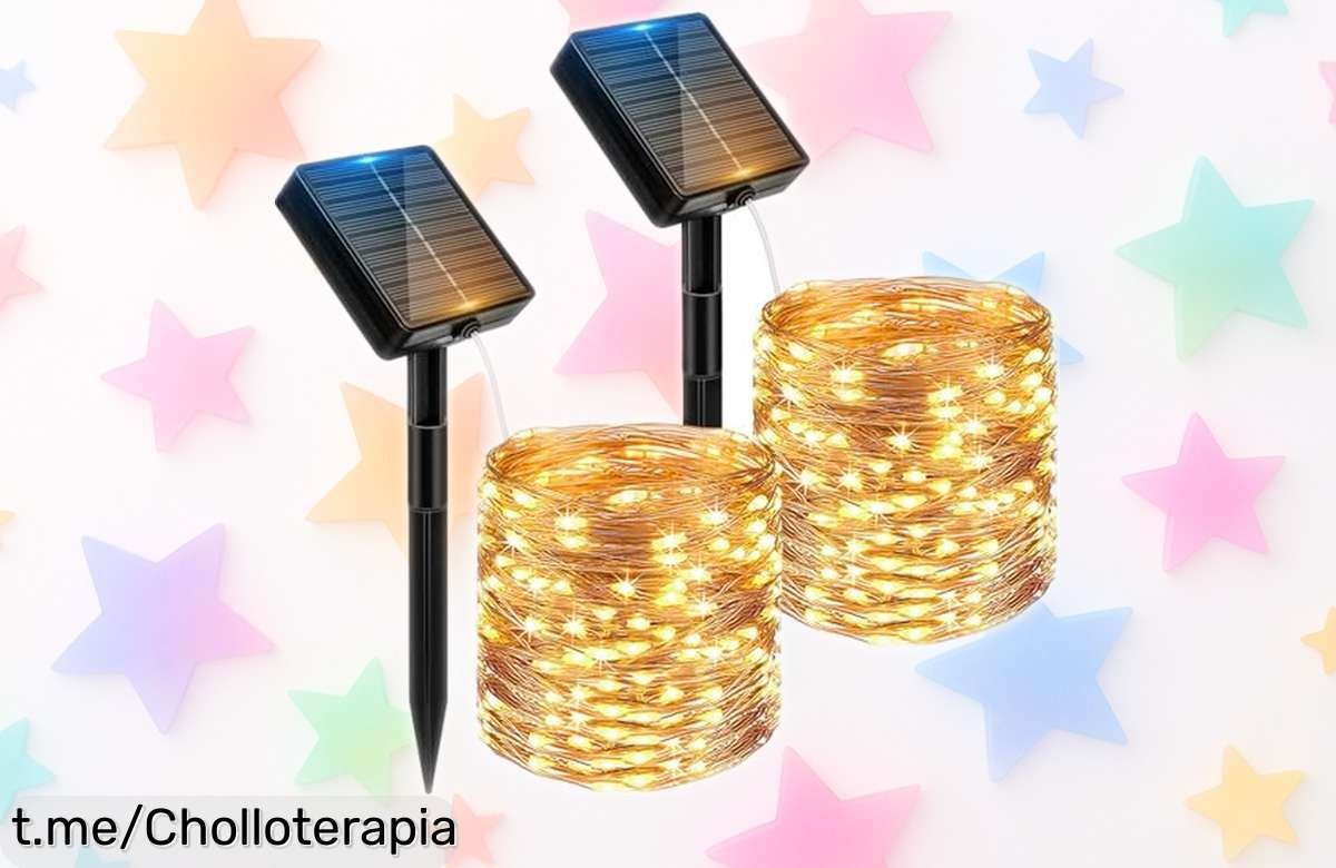 Ilumina tu jardín con las luces solares Peasur: 12+2 metros de magia brillante que transforman cualquier rincón. ¡Es un chollazo y se agotan rápido!