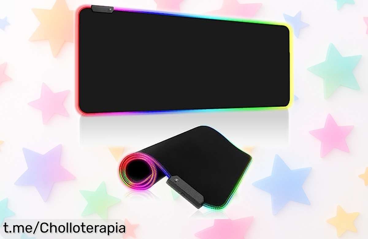 Impresionante alfombrilla XXL para gaming con iluminación RGB y 14 modos, ¡precio rebajado para que tu setup brille como nunca! Aprovecha este chollo antes de que desaparezca.