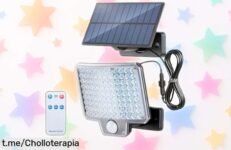 Impresionante foco solar GRIFEMA GD201 con mando a distancia, ¡rebajado a un precio loco! Ilumina tu jardín y garaje sin complicaciones, no dejes pasar este chollo luminoso.