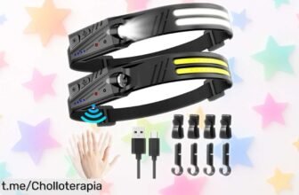 Impresionante linterna frontal recargable MLIAIMCE con sensor de movimiento y 2000 lúmenes, ¡un ofertón que no querrás dejar escapar! Ilumina tu camino y tus aventuras.