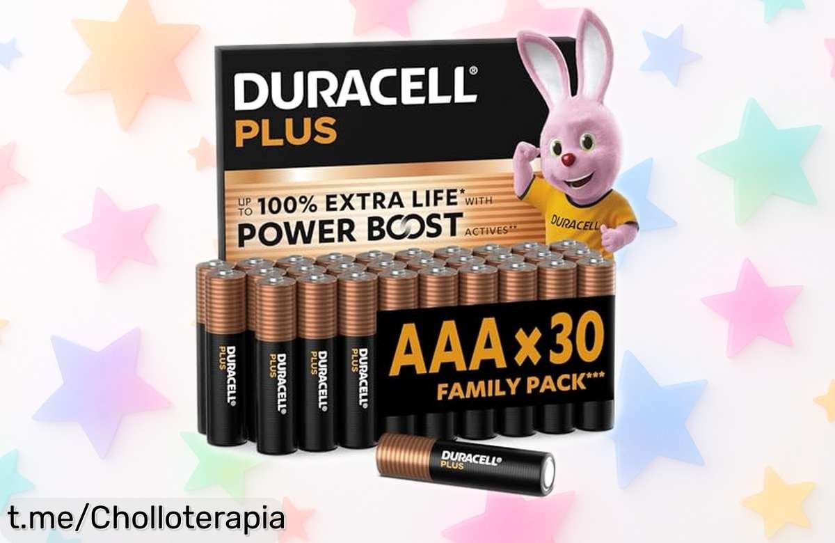 Impresionante pack de 30 pilas Duracell Plus, ¡con tecnología Power Boost que duplica la duración y garantiza energía a tope! No te quedes sin ellas, aprovecha este ofertón ya.