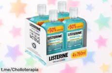 Impresionante pack de 4 botellas de Listerine Mentol Sabor Suave, enjuague que elimina 99% de bacterias y renueva tu sonrisa a un precio nunca visto, ¡no te quedes sin el frescor!